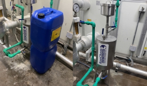 Hệ Châm Hoá Chất (Dosing Pot) Đường Nước Lạnh của Điều Hoà Trung Tâm Chiller